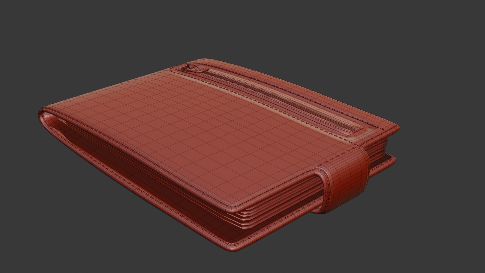 the wallet leather journal with zipper 3D model_4
