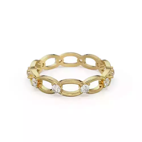 Link Diamond Full Eternity Gold Ring Wedding Proposal Band