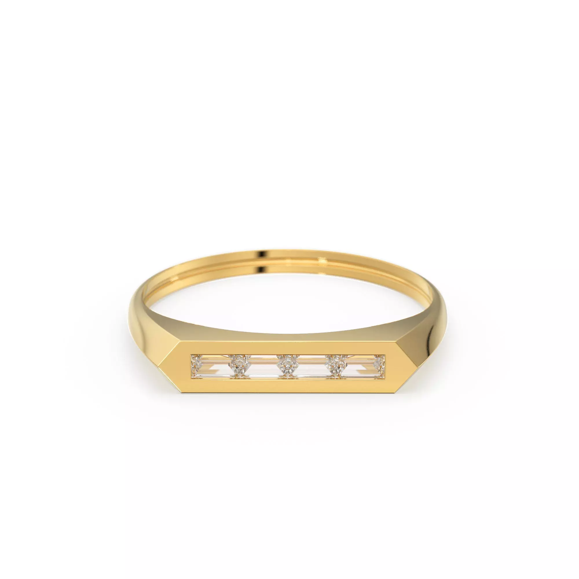 Bar Baguette Diamond Gold Ring Stacking Wedding Band 3D print model