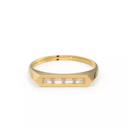 Bar Baguette Diamond Gold Ring Stacking Wedding Band