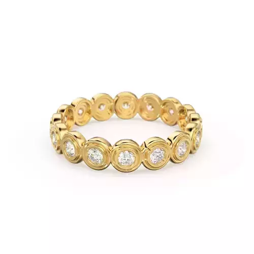 Bezel Setting Diamond Full Eternity Ring Wedding Gold Band