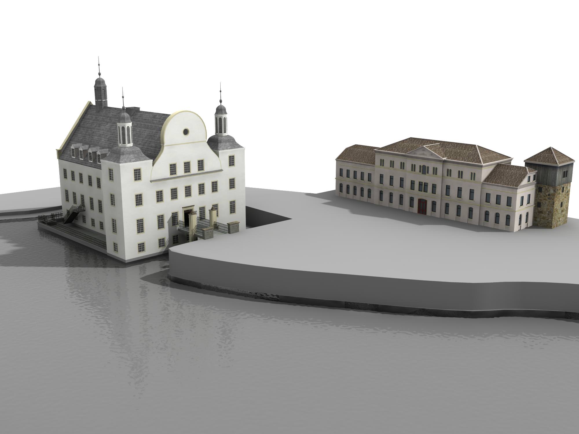 Romantic moated castle 3D model_11