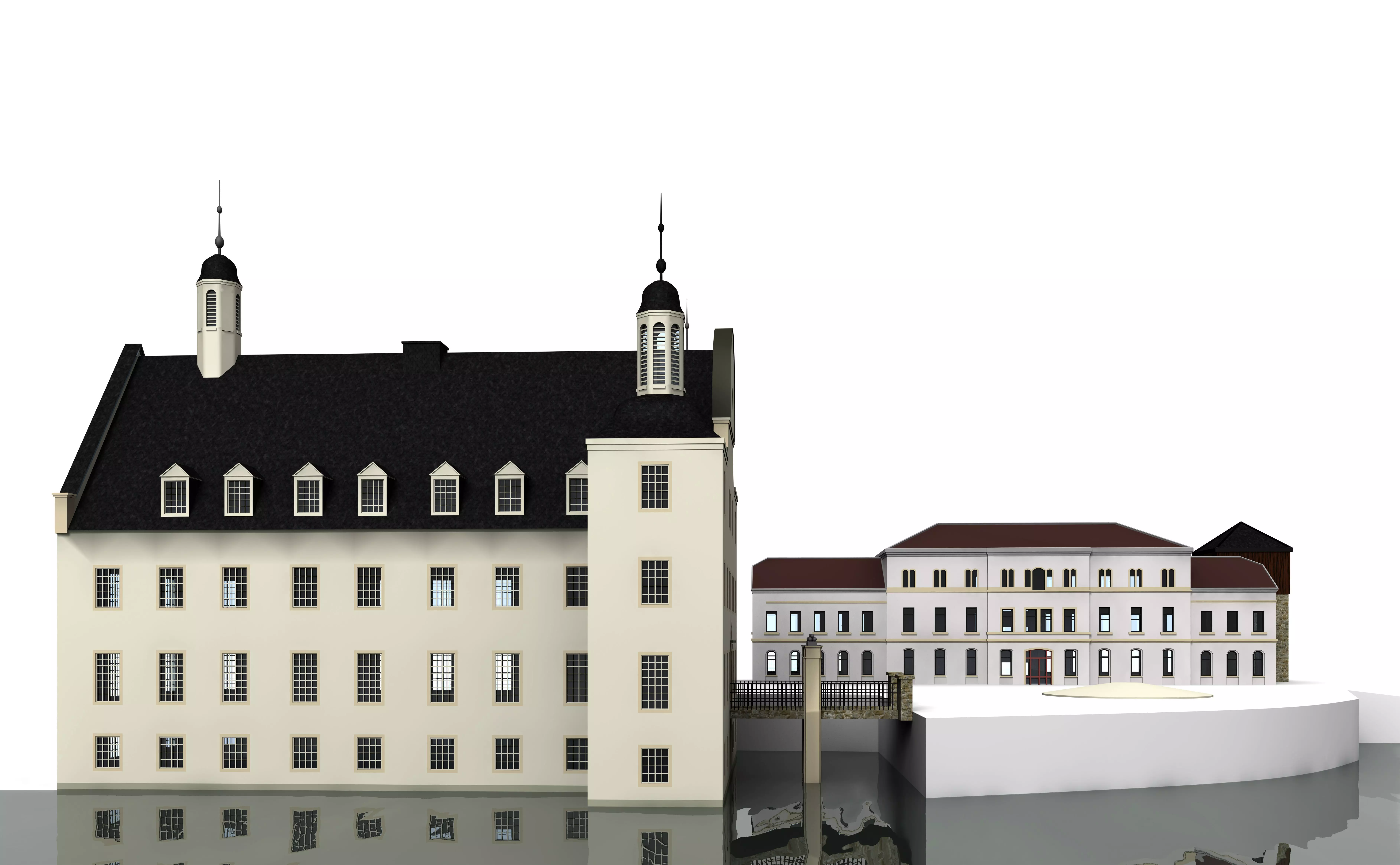 Romantic moated castle 3D model_0