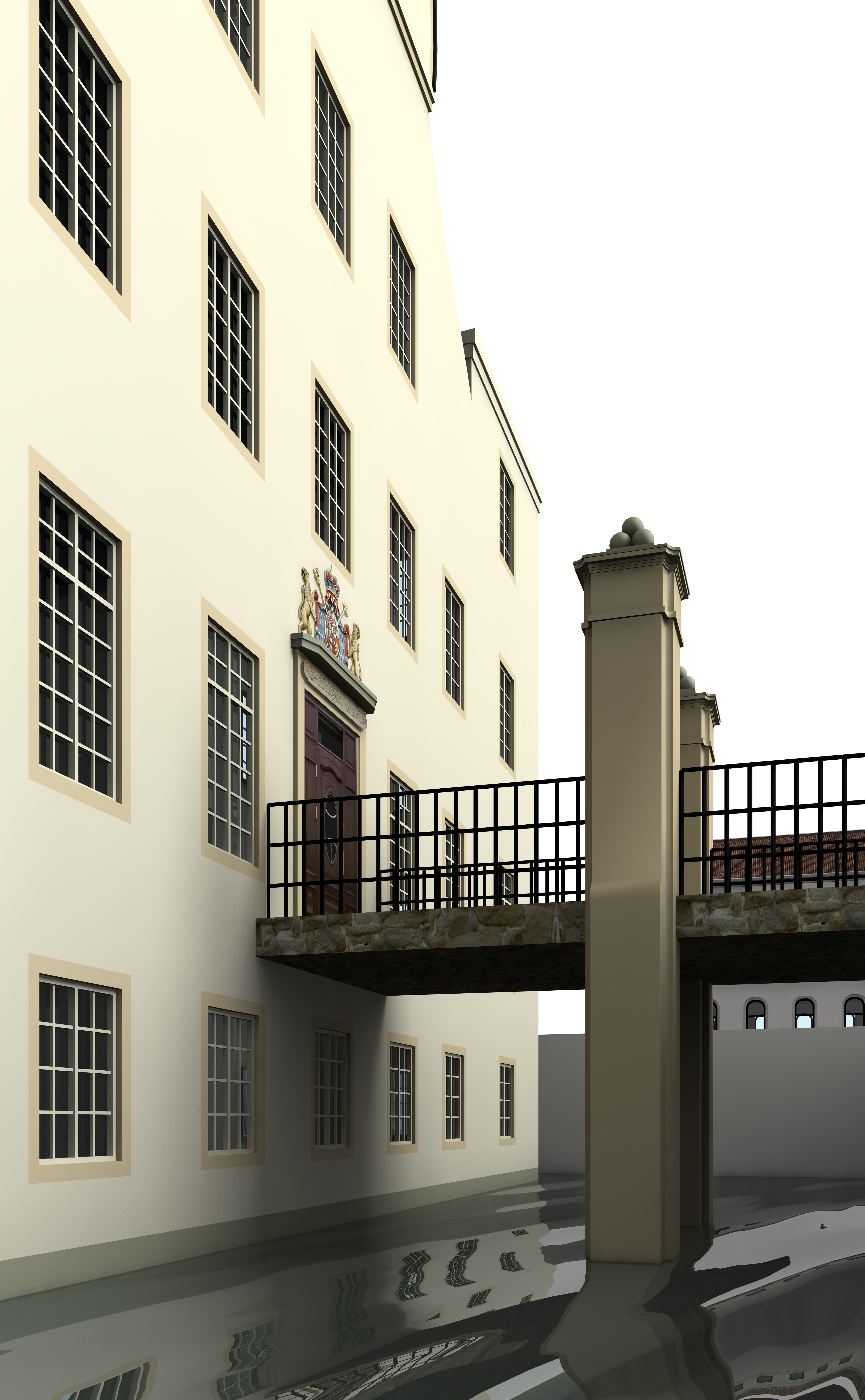 Romantic moated castle 3D model_3