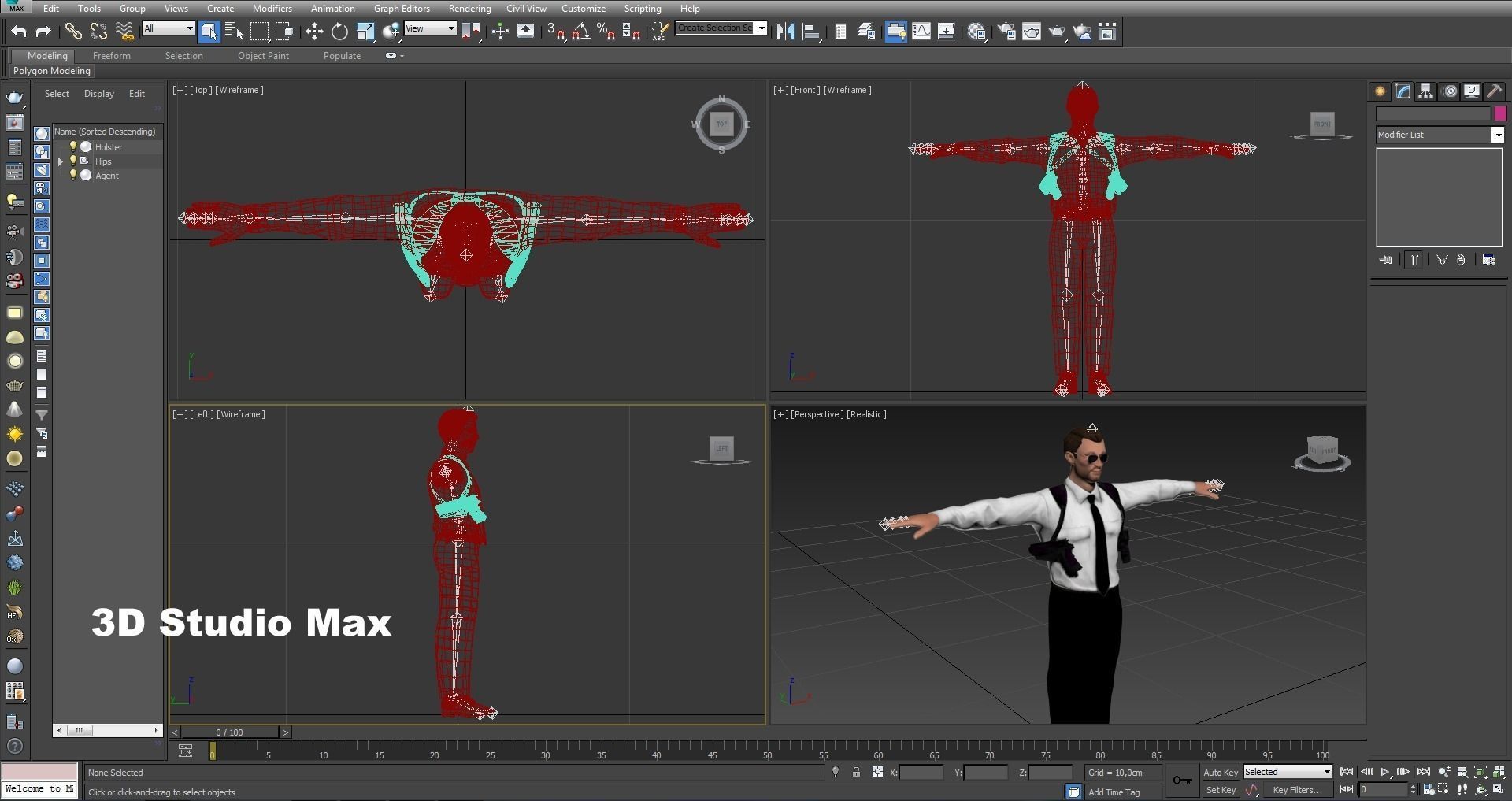 Secret Agent Low-poly 3D model_5