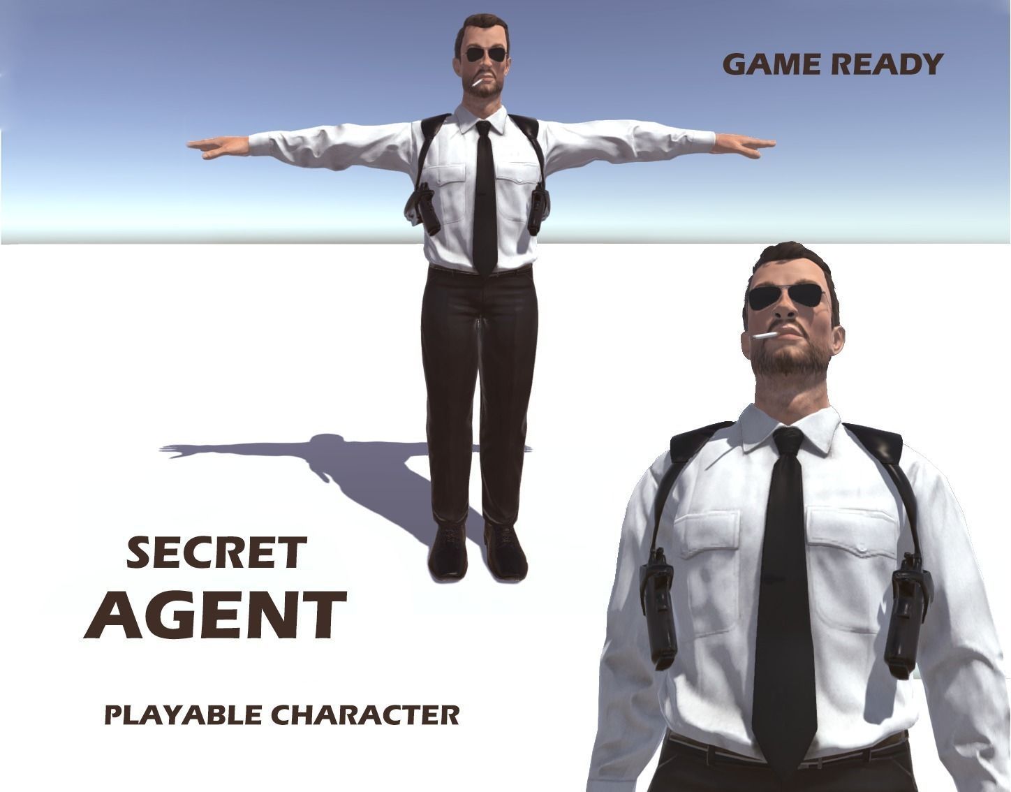 Secret Agent Low-poly 3D model_0