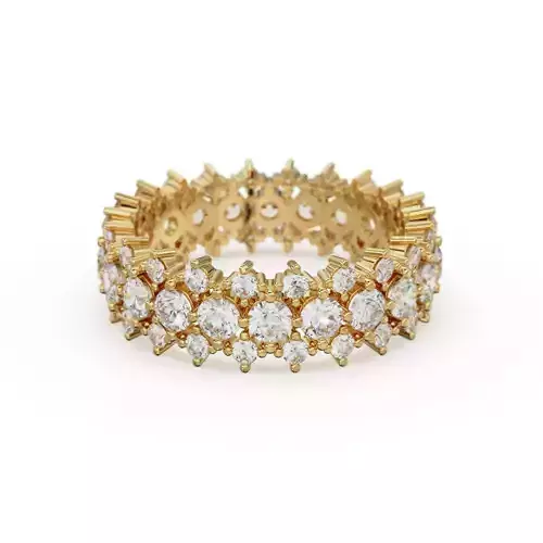 Full Eternity Prong Set Diamond Ring Gold Wedding Band