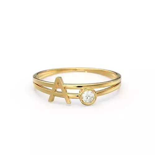 Personalized Initial Letter Name Ring Bezel Diamond Band