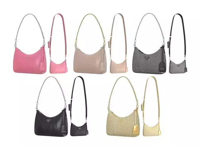 Prada Padded Nappa leather Re-Edition Shoulder Bag 3D Model Collection