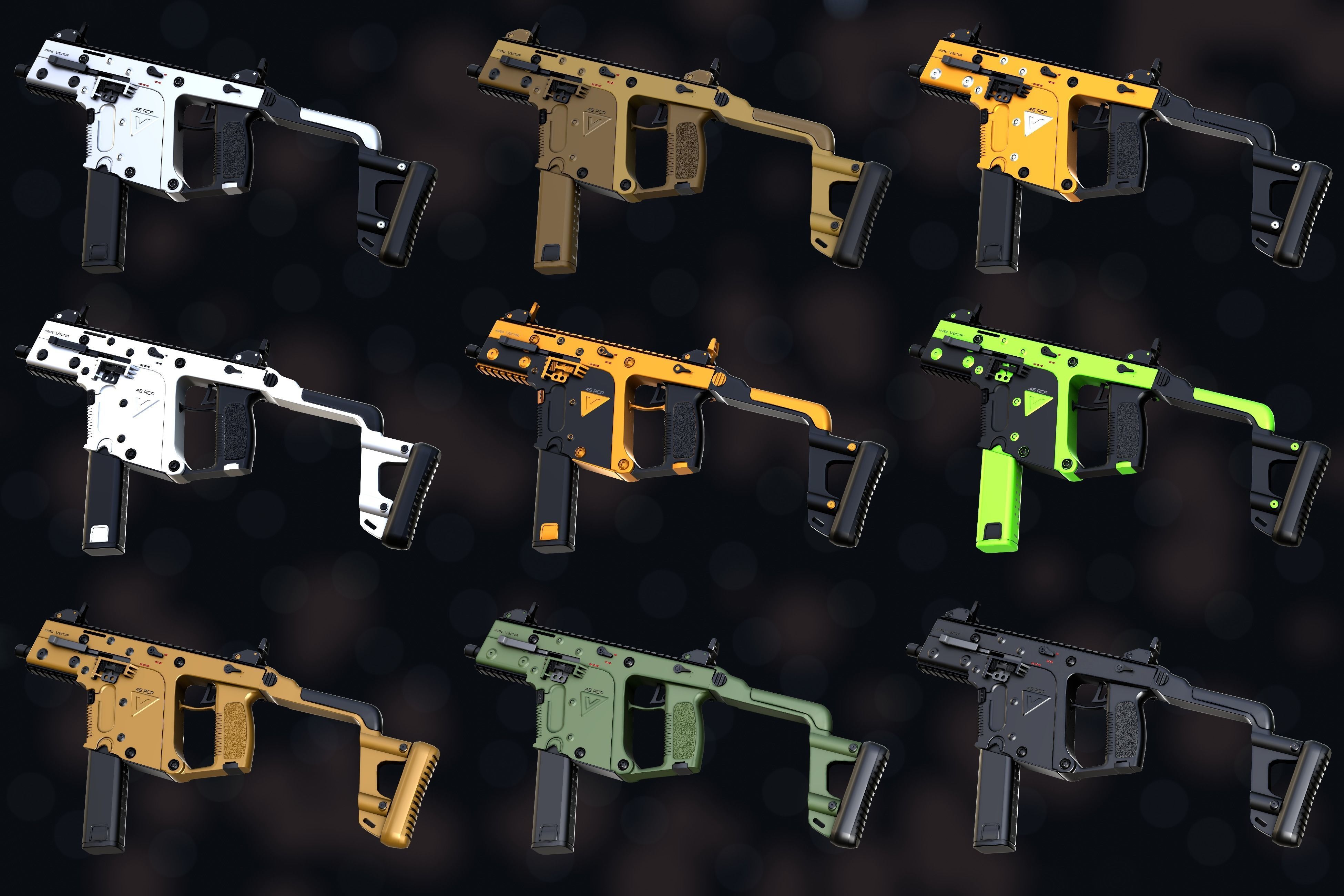 Weapon NZ Guns - Kriss Vector Low-poly 3D model_8