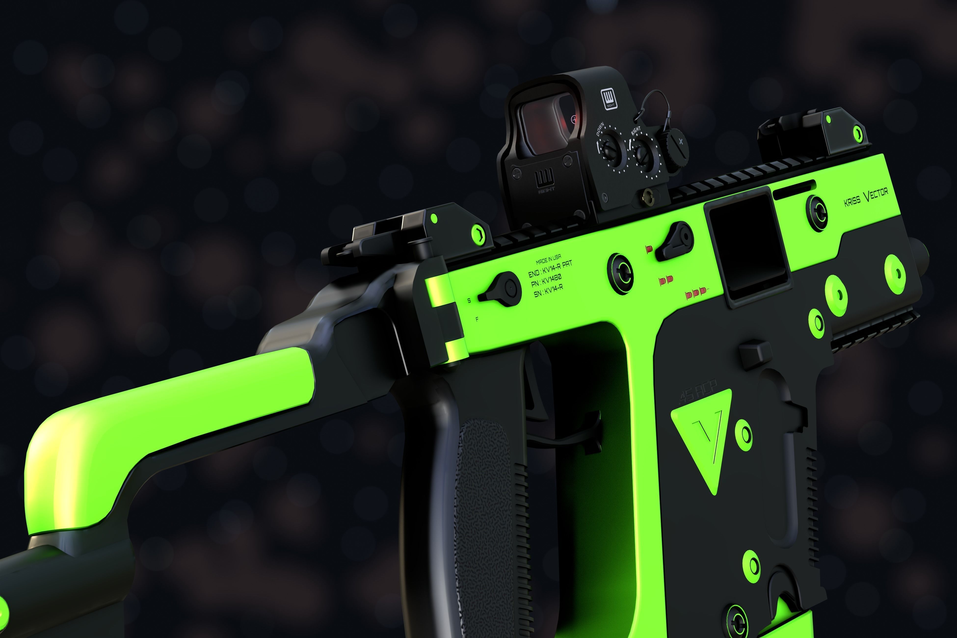 Weapon NZ Guns - Kriss Vector Low-poly 3D model_14