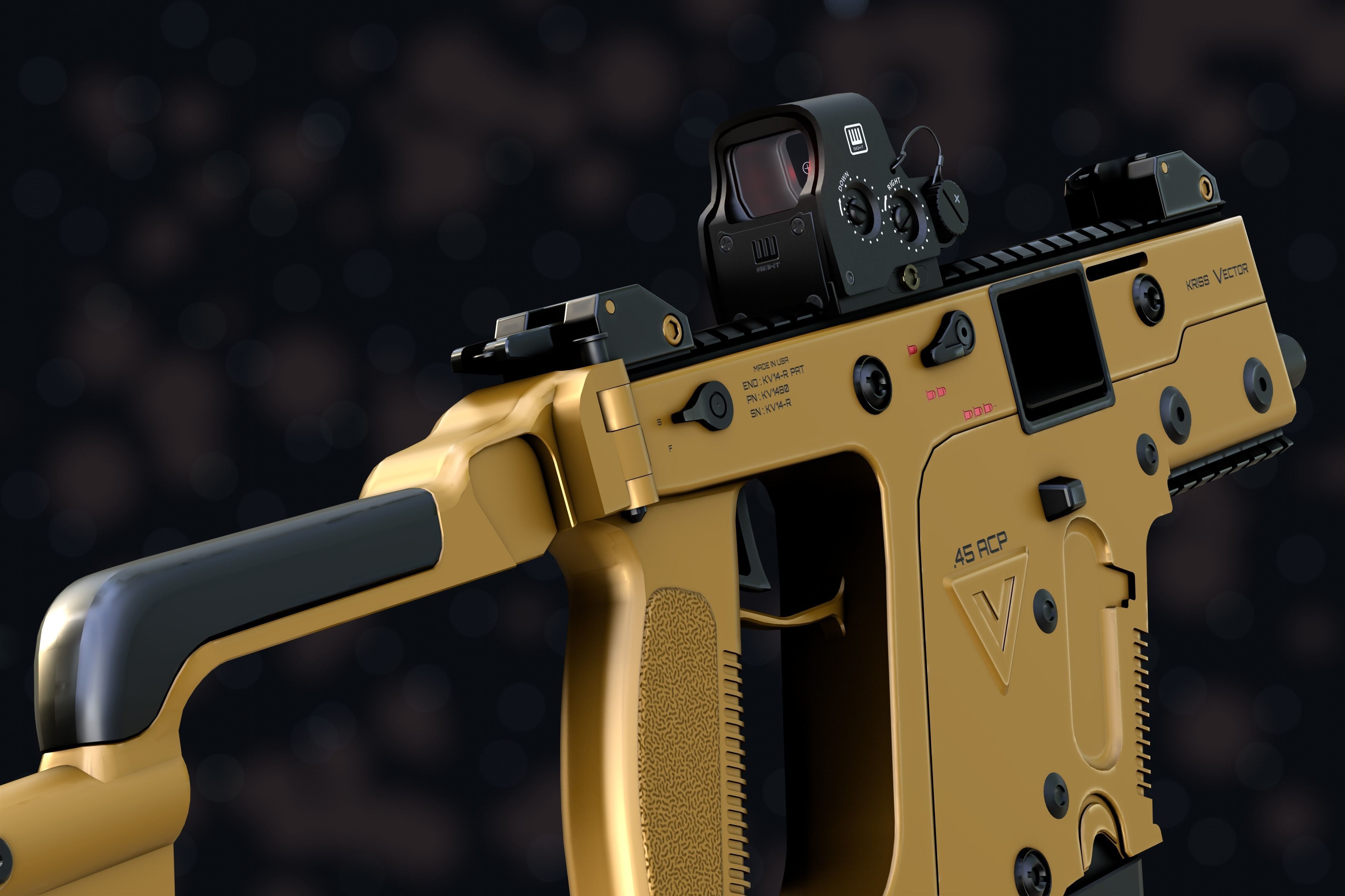 Weapon NZ Guns - Kriss Vector Low-poly 3D model_15