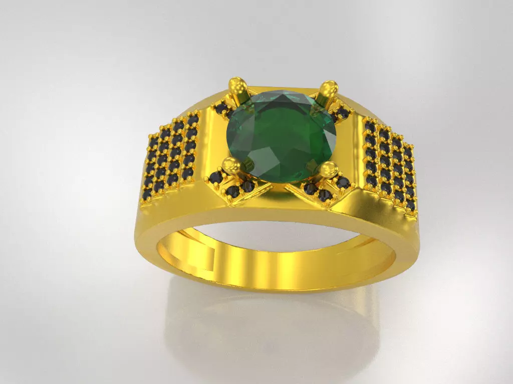 MEN RING WITH GEMS 3D print model