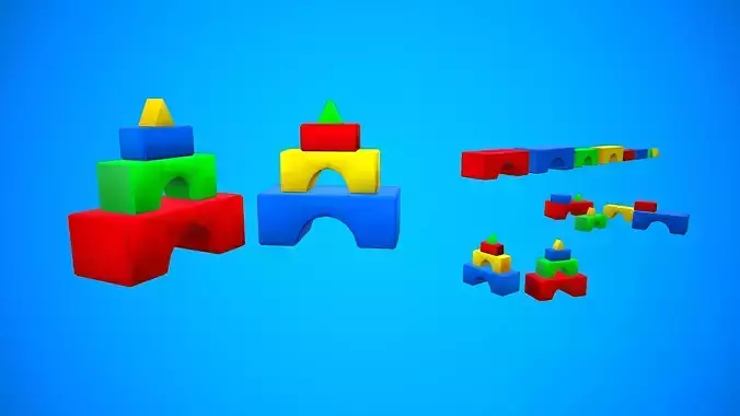 CONSTRUCTION BLOCKS TOY CARTOON STYLIZED Low-poly 3D model