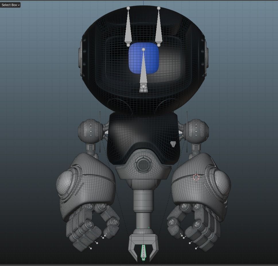 Cute Space Robot Rigged H-55 Black 3D model_20
