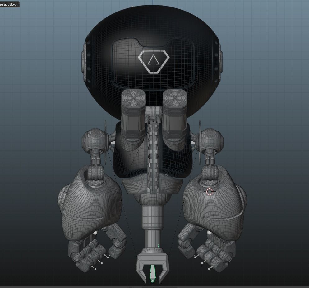 Cute Space Robot Rigged H-55 Black 3D model_22