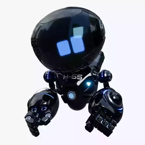 Cute Space Robot Rigged H-55 Black 3D model