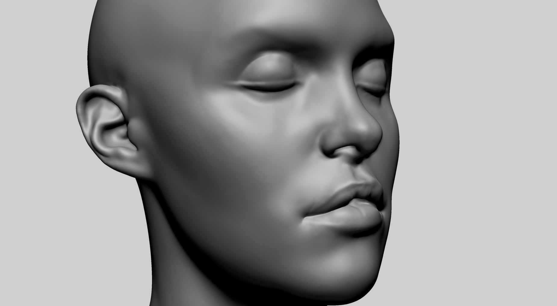 Base Female Head B 3D model_9