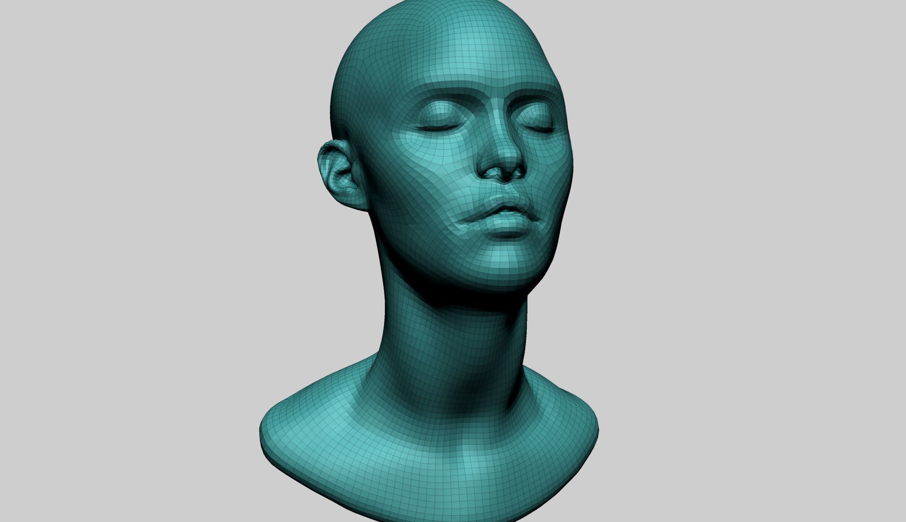 Base Female Head B 3D model_12