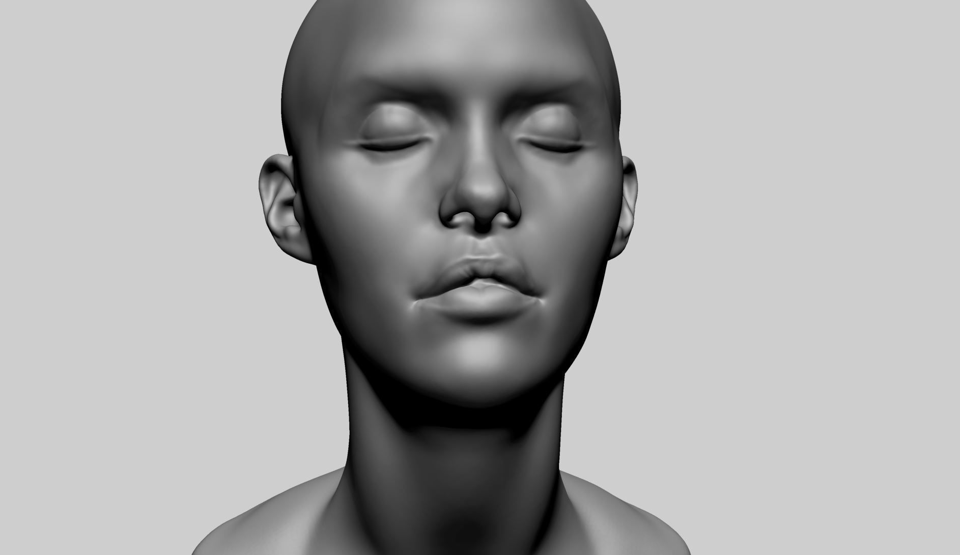 Base Female Head B 3D model_8