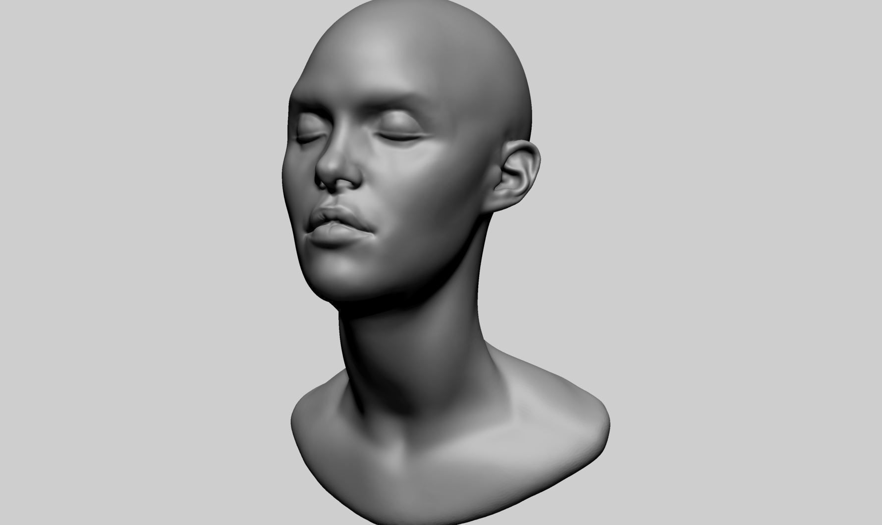 Base Female Head B 3D model_7