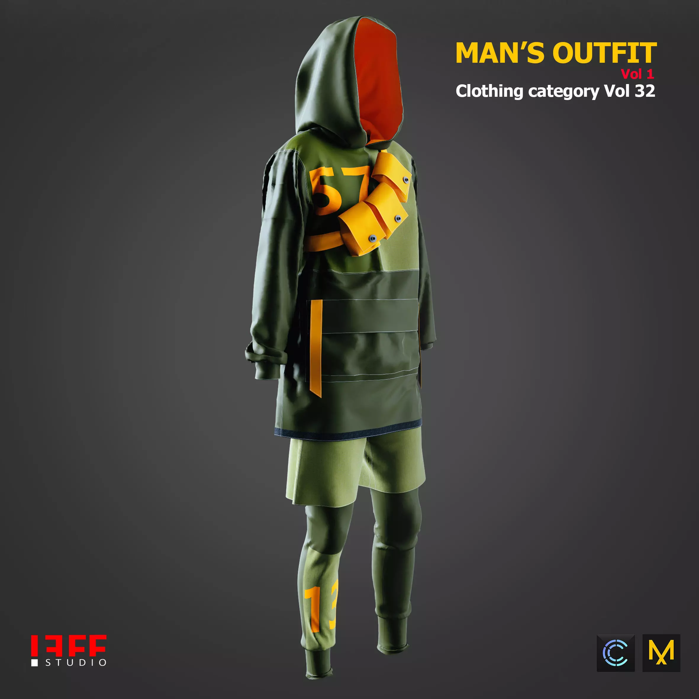 Jeff studio Man outfit Vol 1 Marvelous designer Free low-poly 3D model