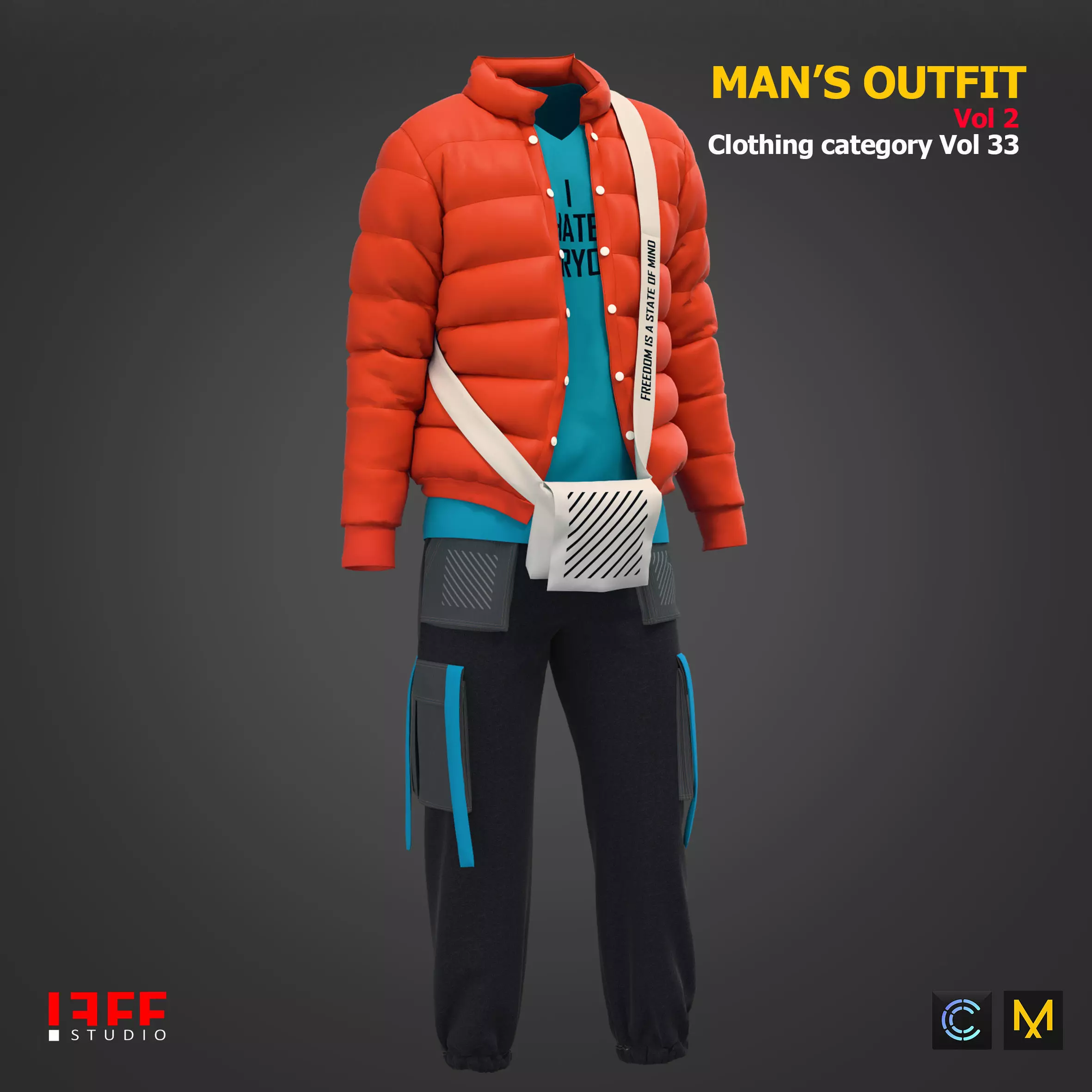 Jeff studio Man outfit Vol 2 Marvelous designer Free low-poly 3D model