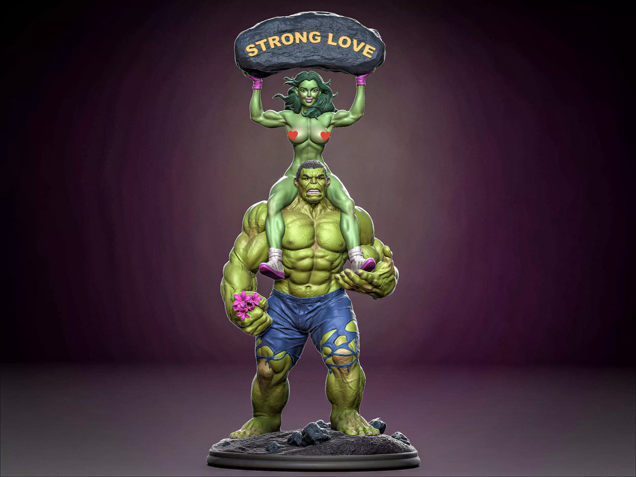 Hulk with She-hulk NSFW 3D print model