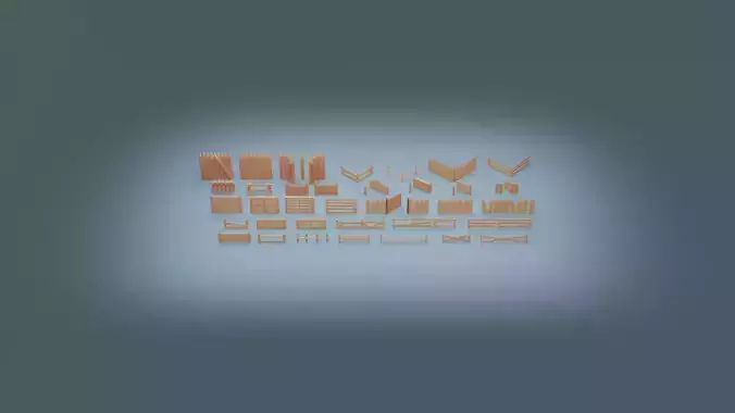Low Poly Fence Assets Low-poly 3D model