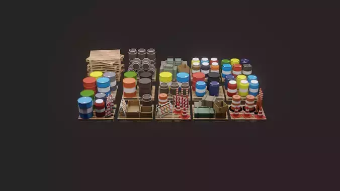 Low Poly Storehouse Assets Low-poly 3D model