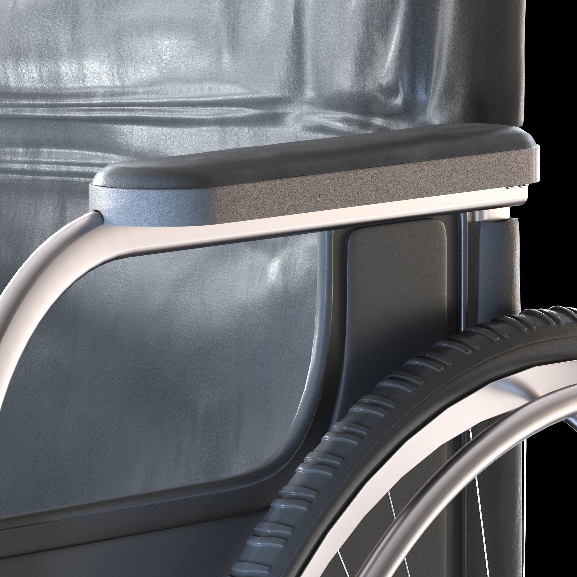 hospital wheelchair open and folded 3D model_5