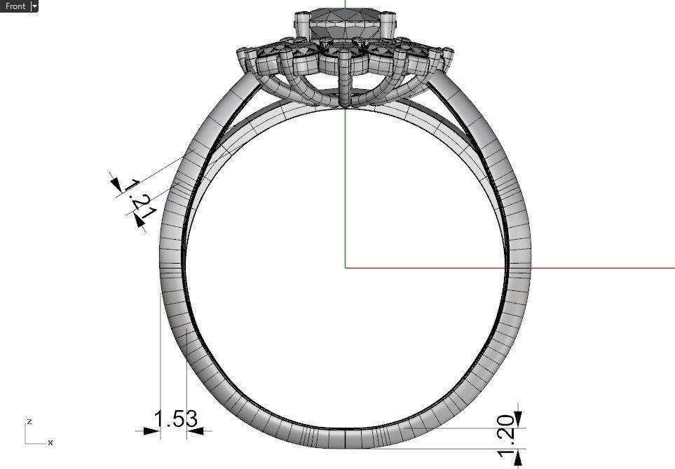 Cluster ring with oval gem 3D print model_13