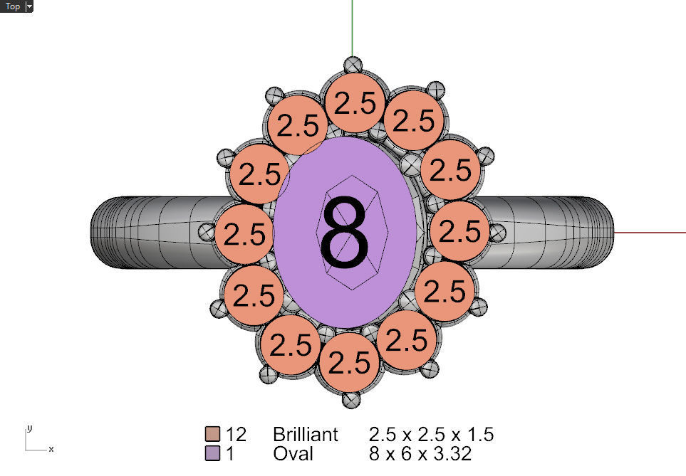 Cluster ring with oval gem 3D print model_11