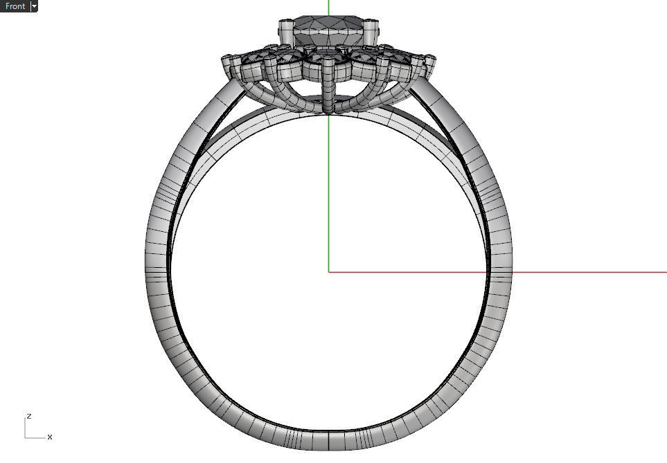 Cluster ring with oval gem 3D print model_12