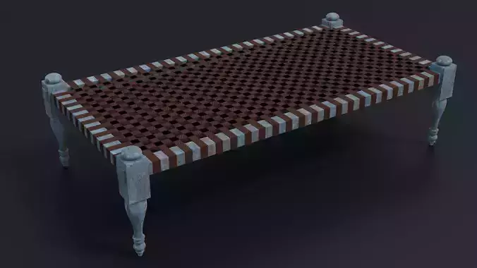 Traditional Charpai Bed Low-poly 3D model