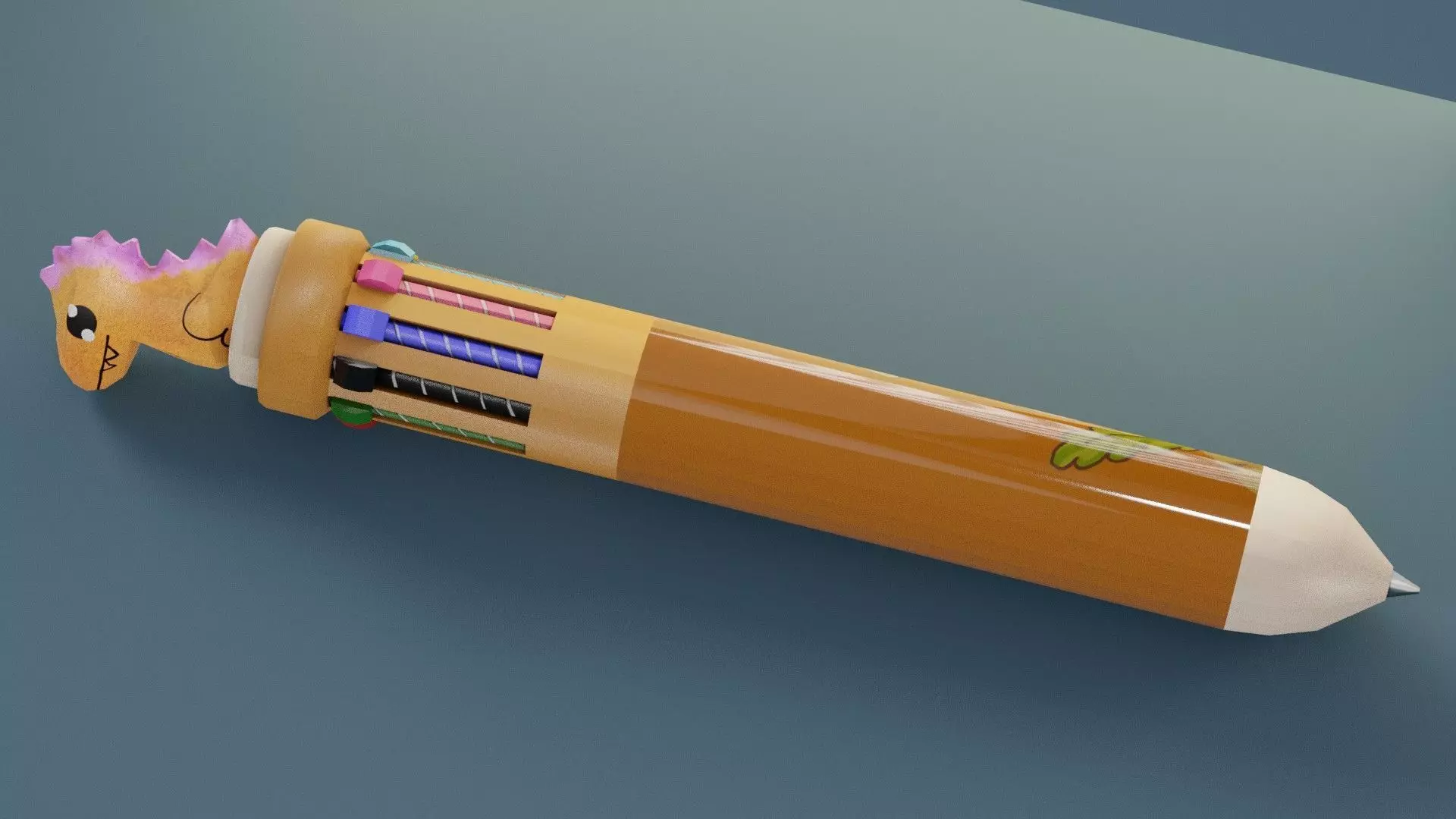 Multicolor Pen Low-poly 3D model_0