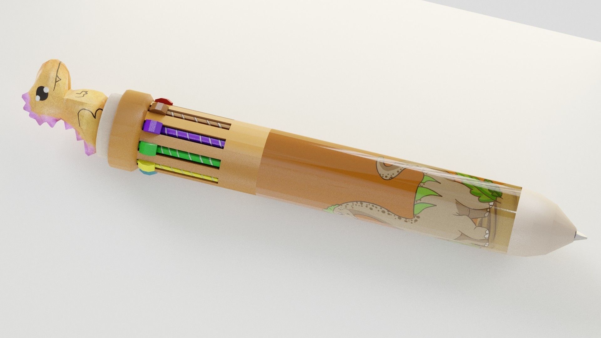 Multicolor Pen Low-poly 3D model_2