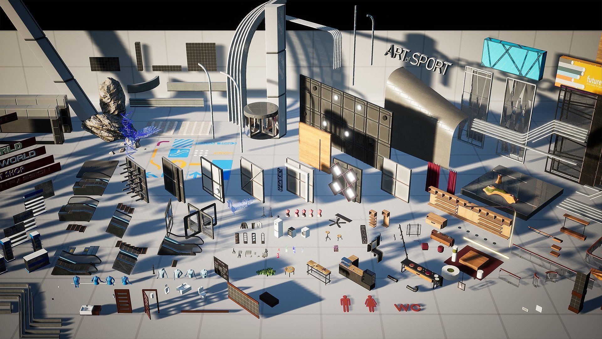 Shopping Mall Environment Kit - UE Low-poly 3D model_8
