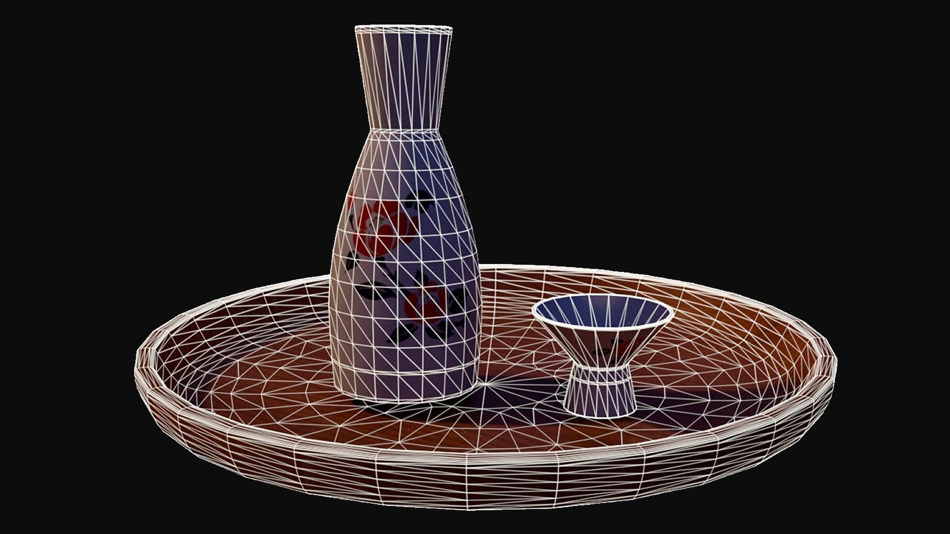 Japanese Sake Kit Low-poly 3D model_4