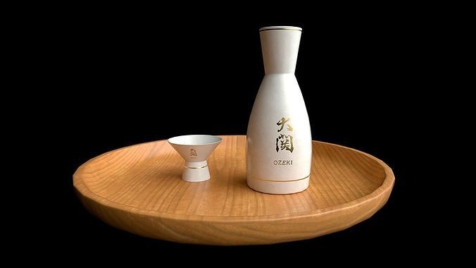 Japanese Sake Kit Low-poly 3D model 3