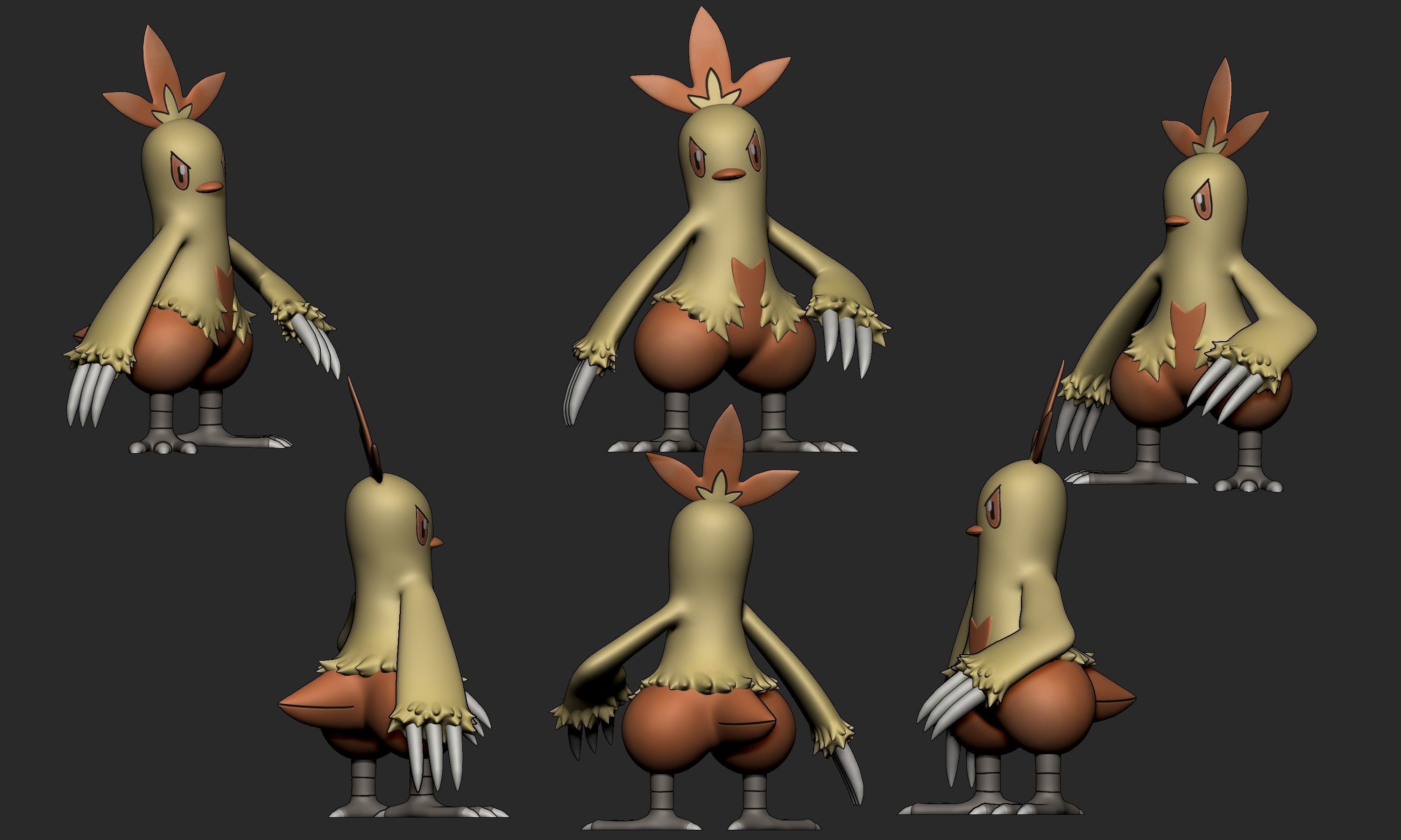 Pokemon - Combusken with 2 poses 3D print model_6