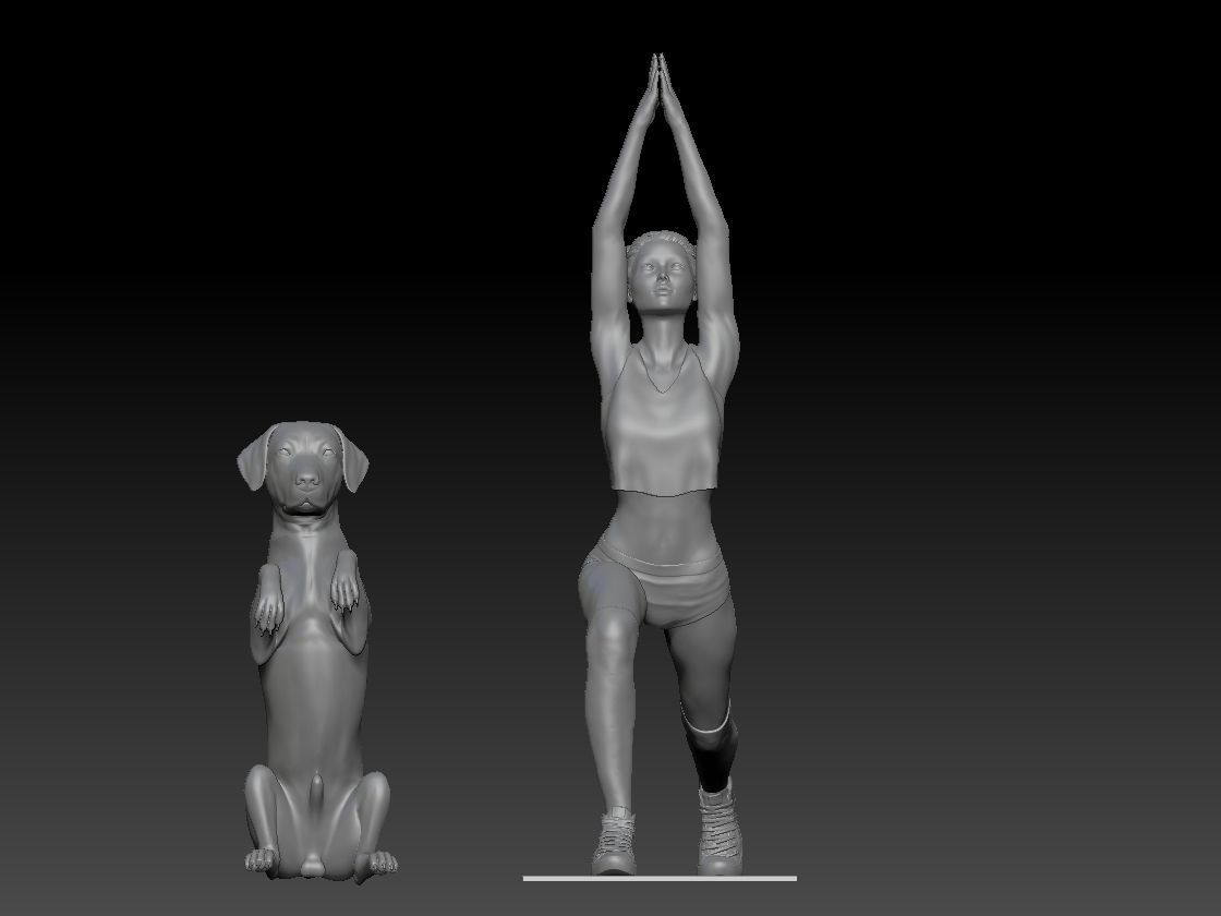 YOGA WITH MY DOG 3 3D print model_1