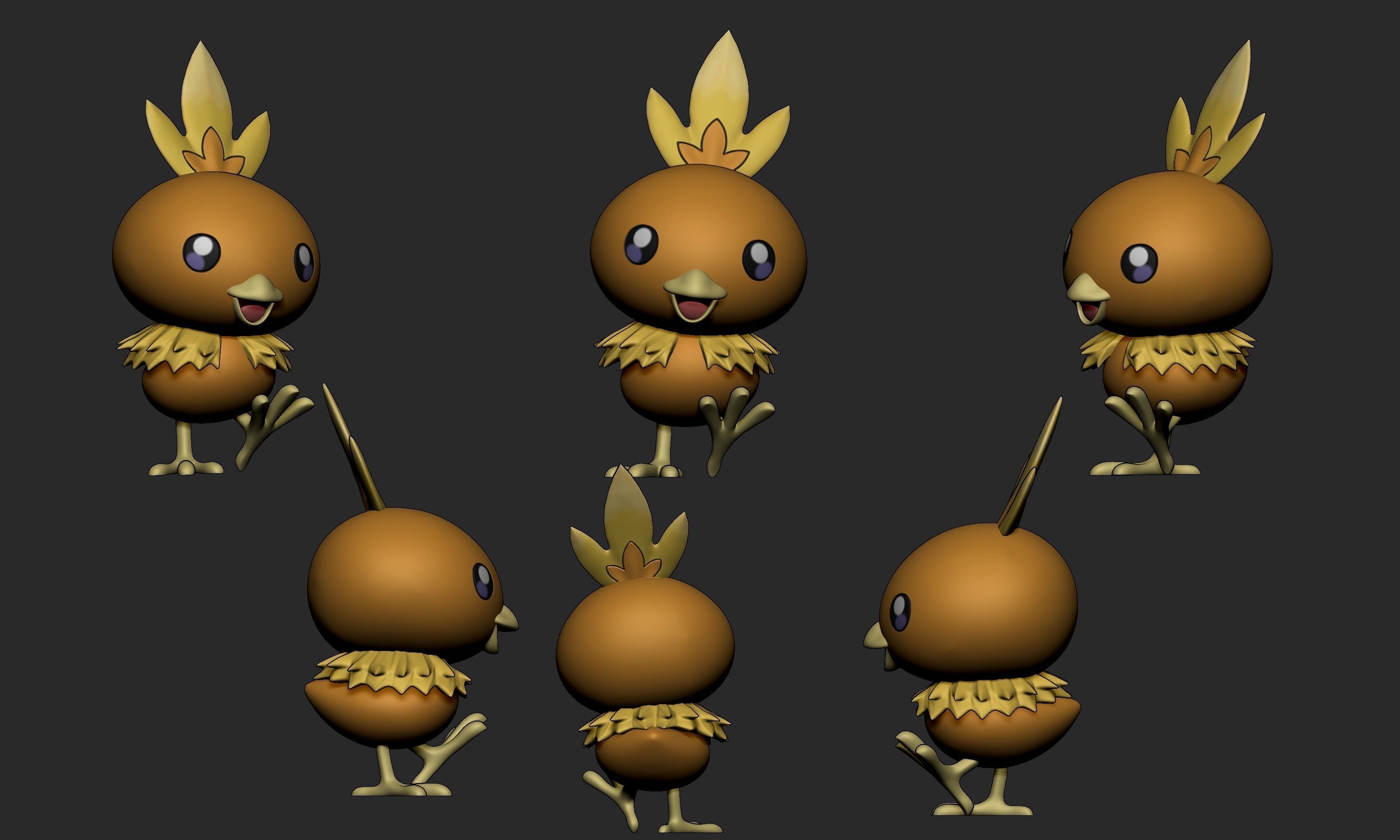 Pokemon - Torchic Combusken and Blaziken  with 2 poses 3D print model_14