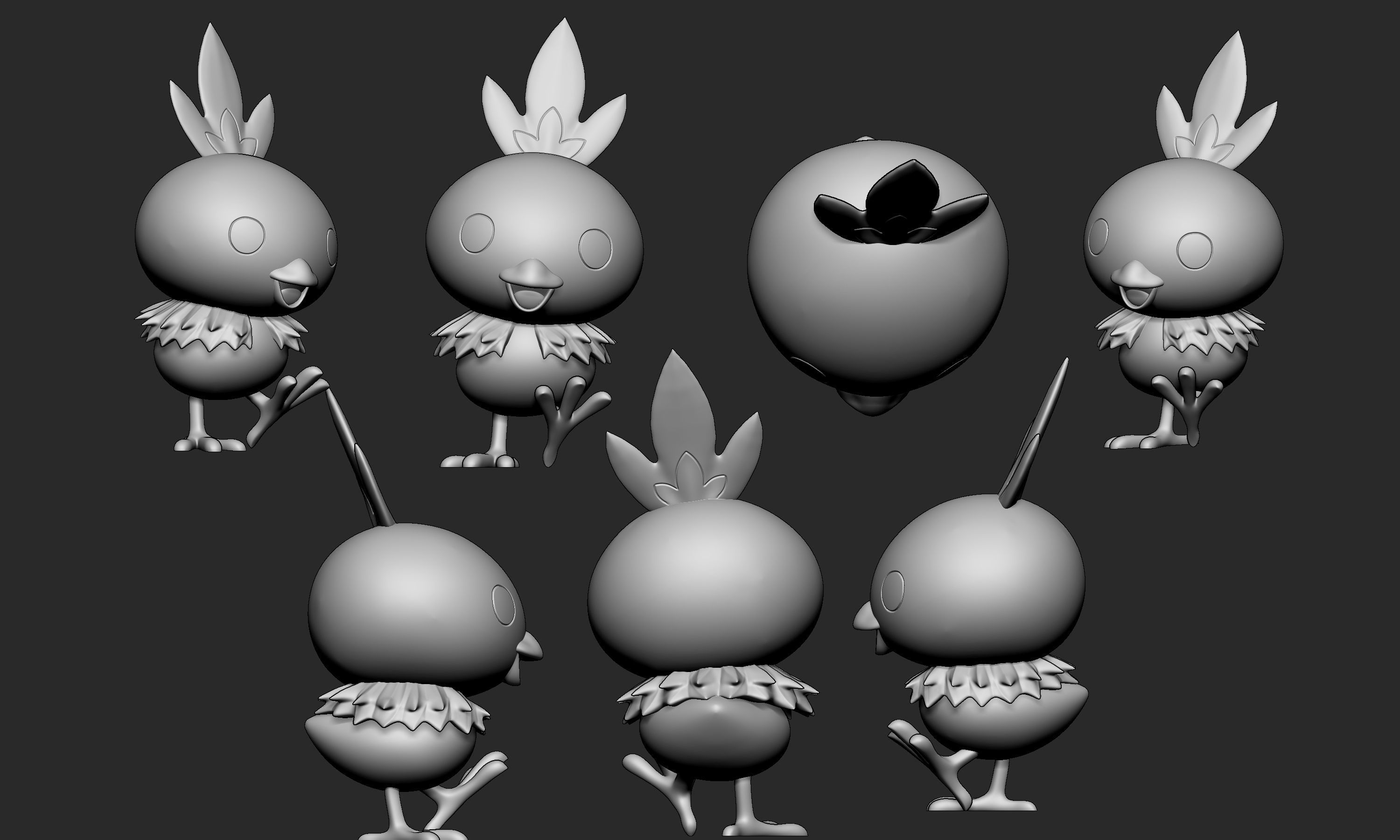 Pokemon - Torchic Combusken and Blaziken  with 2 poses 3D print model_15