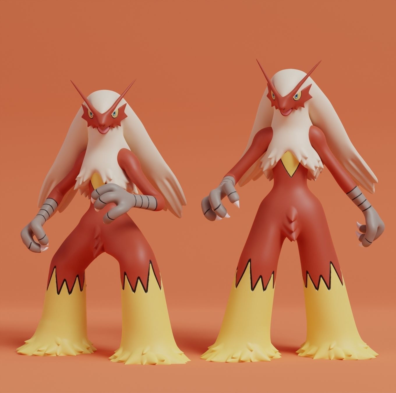 Pokemon - Torchic Combusken and Blaziken  with 2 poses 3D print model_1
