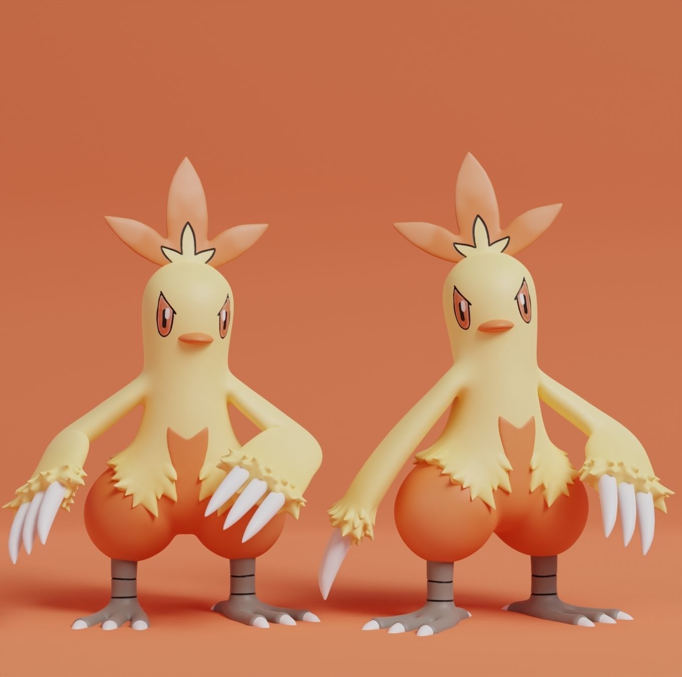 Pokemon - Torchic Combusken and Blaziken  with 2 poses 3D print model_6