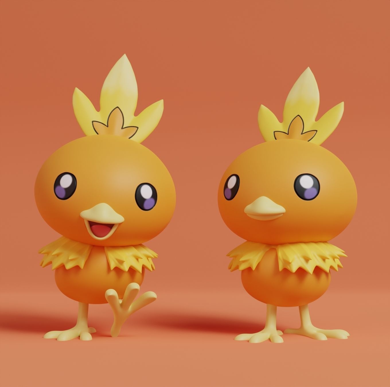 Pokemon - Torchic Combusken and Blaziken  with 2 poses 3D print model_11