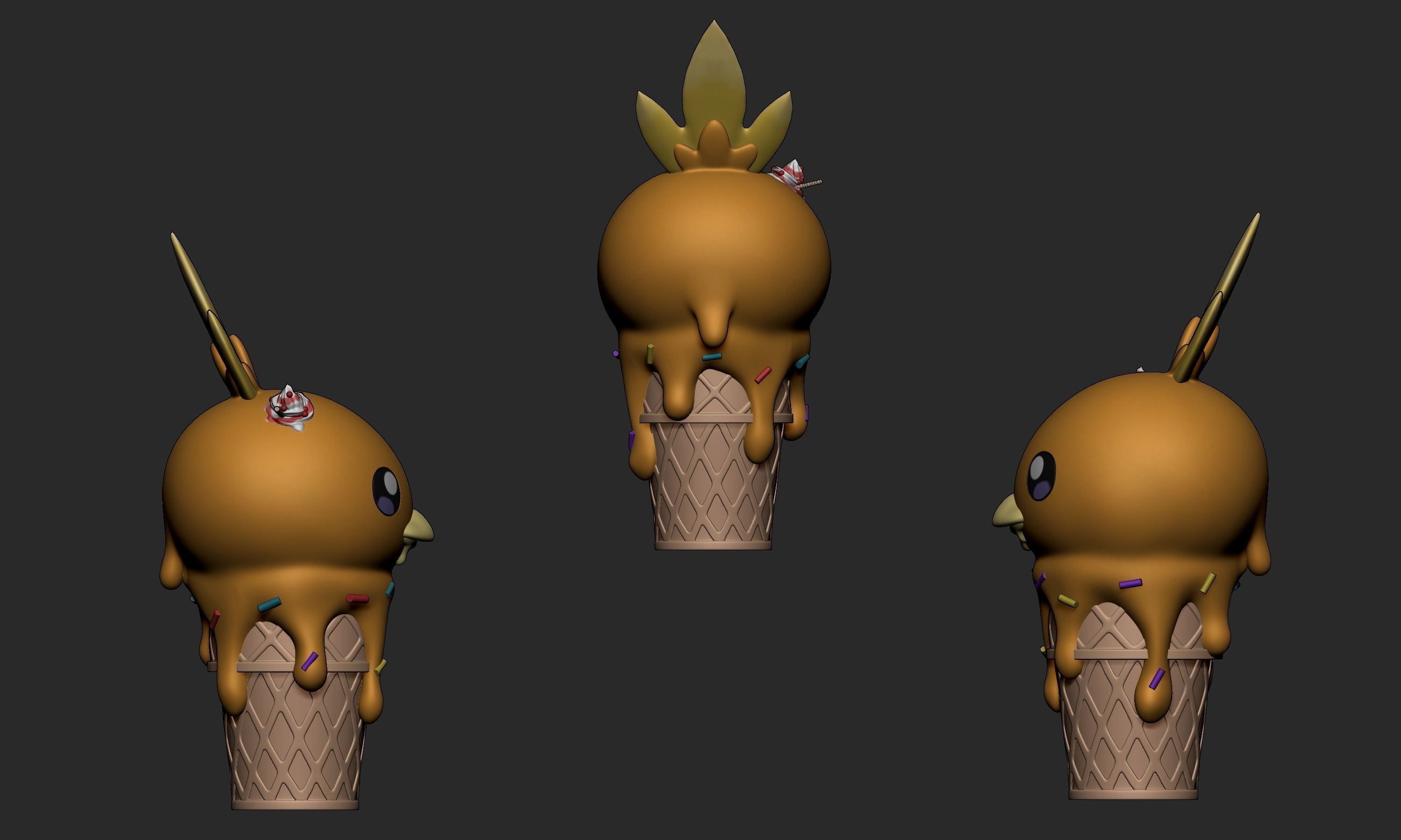 Pokemon - Ice Cream Torchic 3D print model_3