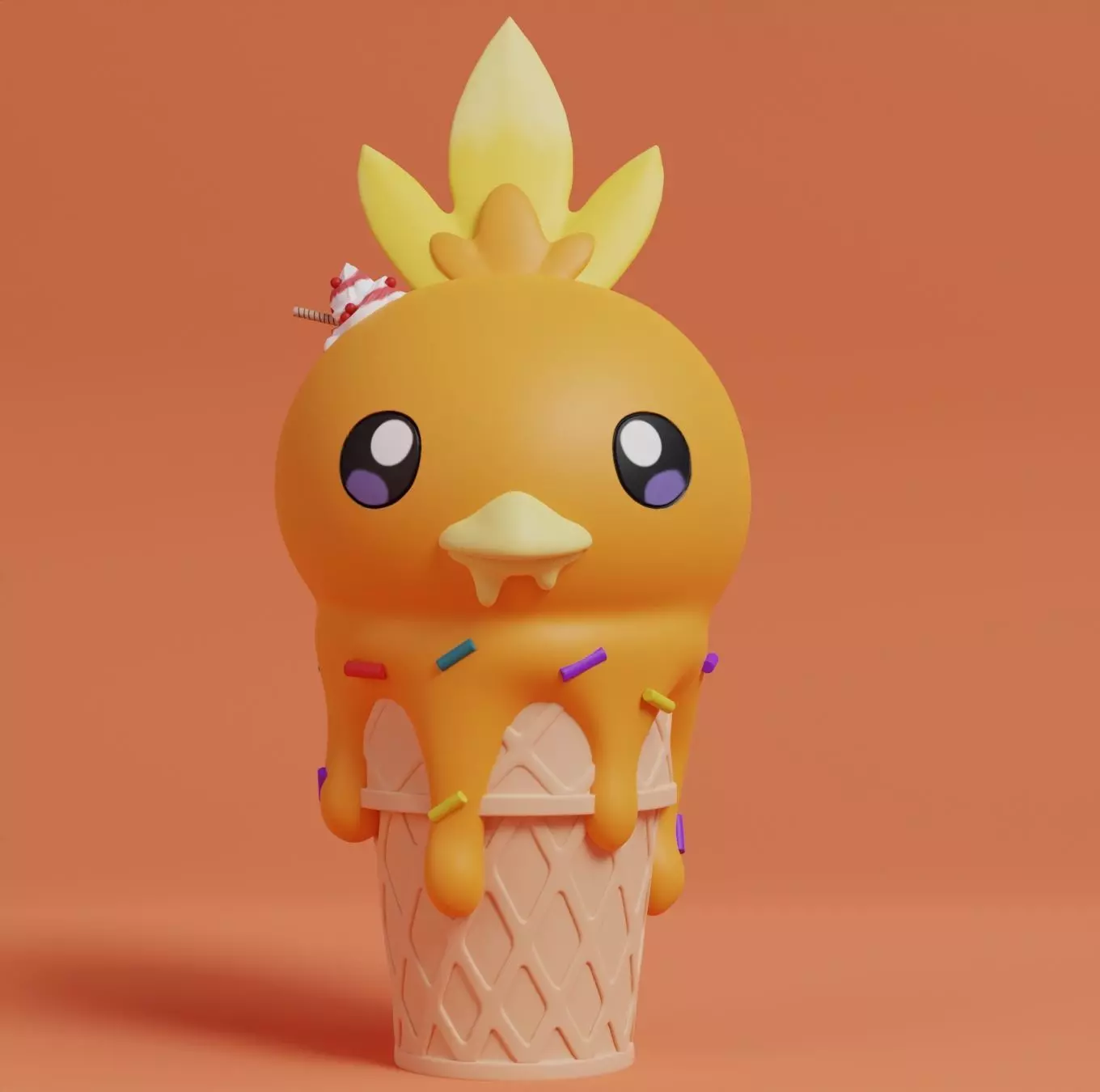 Pokemon - Ice Cream Torchic 3D print model_0