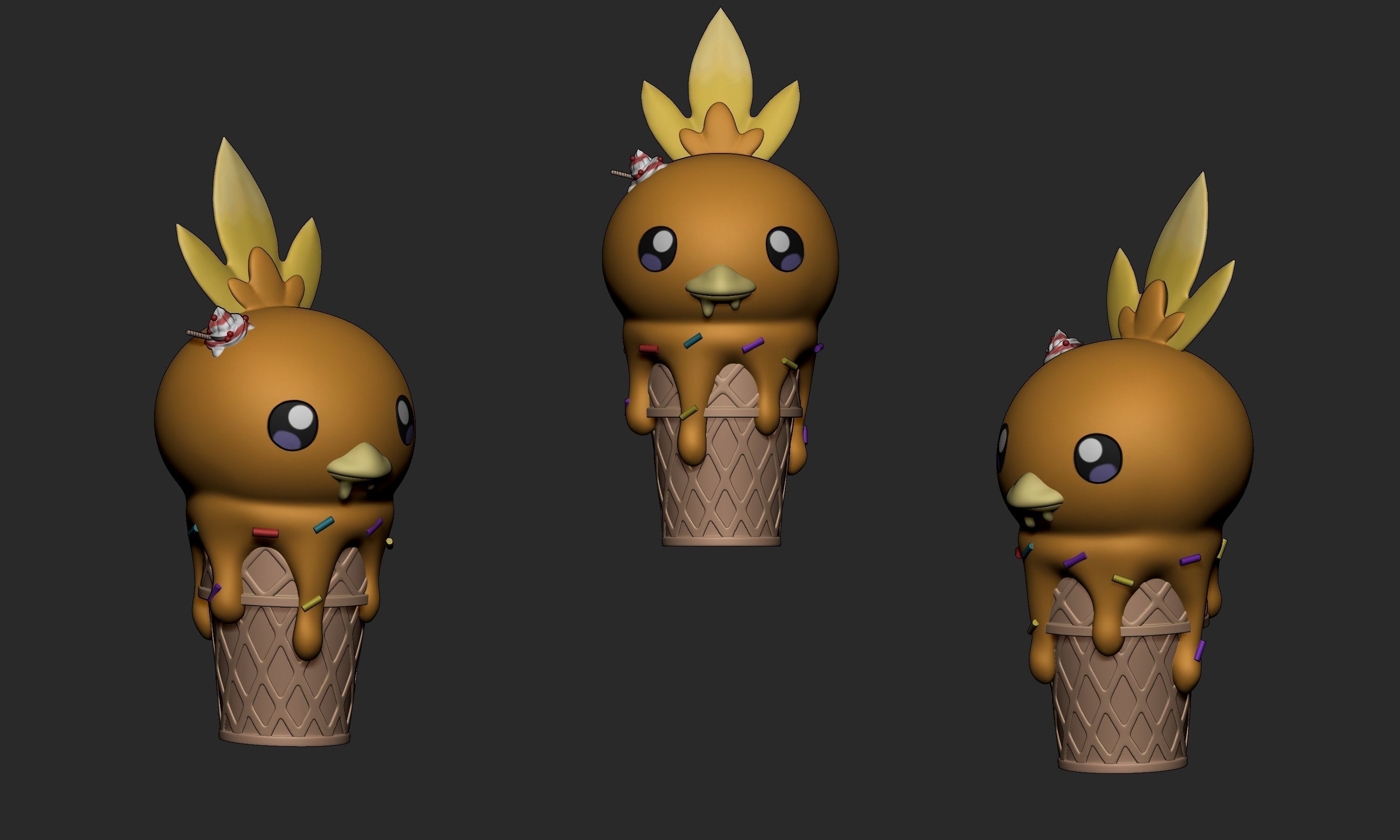 Pokemon - Ice Cream Torchic 3D print model_2